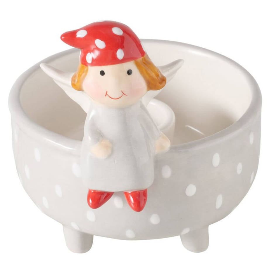 Świecznik z aniołkiem szary 10x9 cm