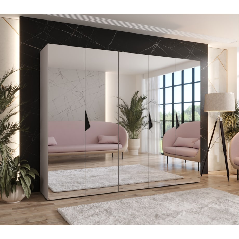 Szafa uchylna z lustrem Sandi 3 250 wys 202 cm Kaszmir + u Czarny