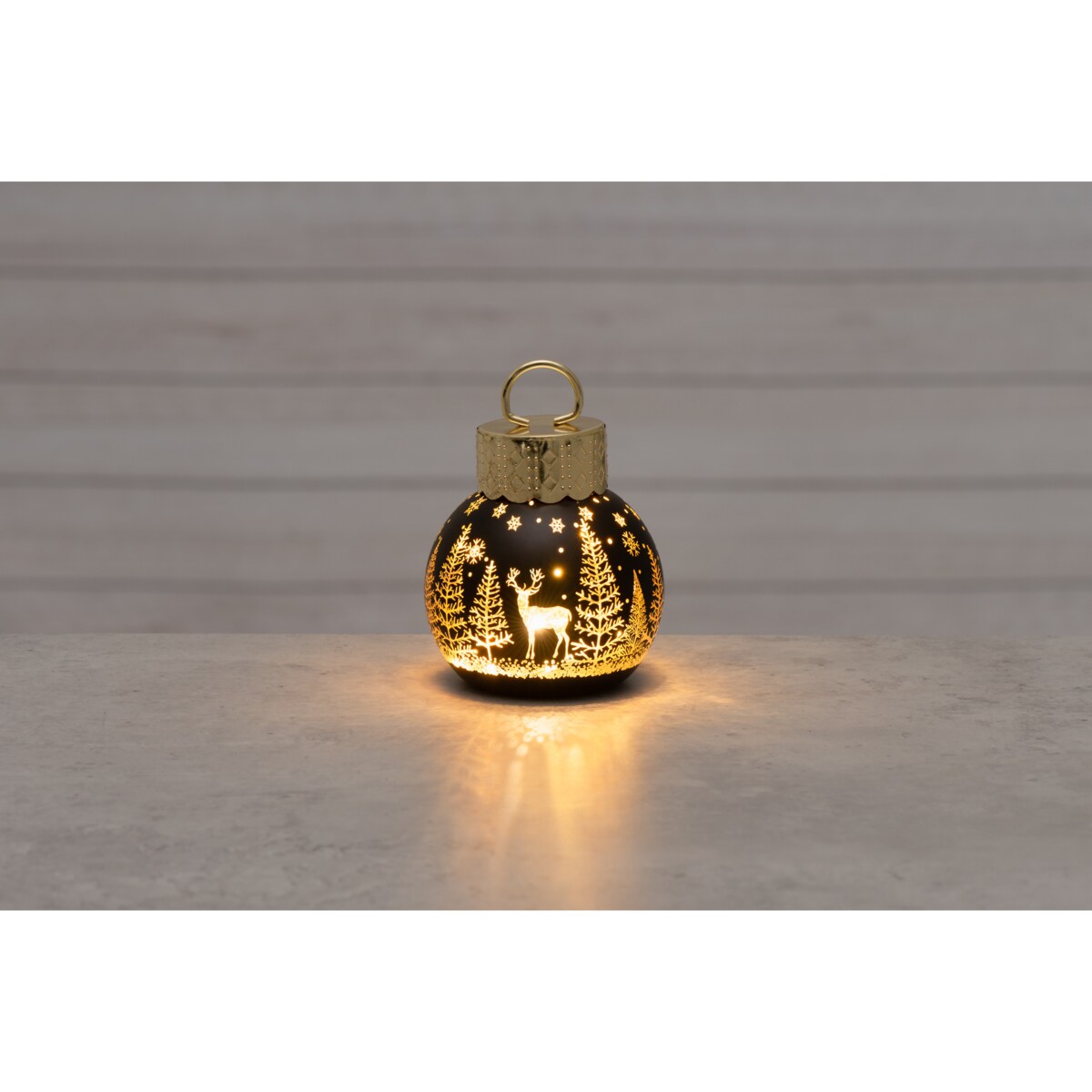 Lampka LED w kształcie bombki z reniferem, Ø 10 cm