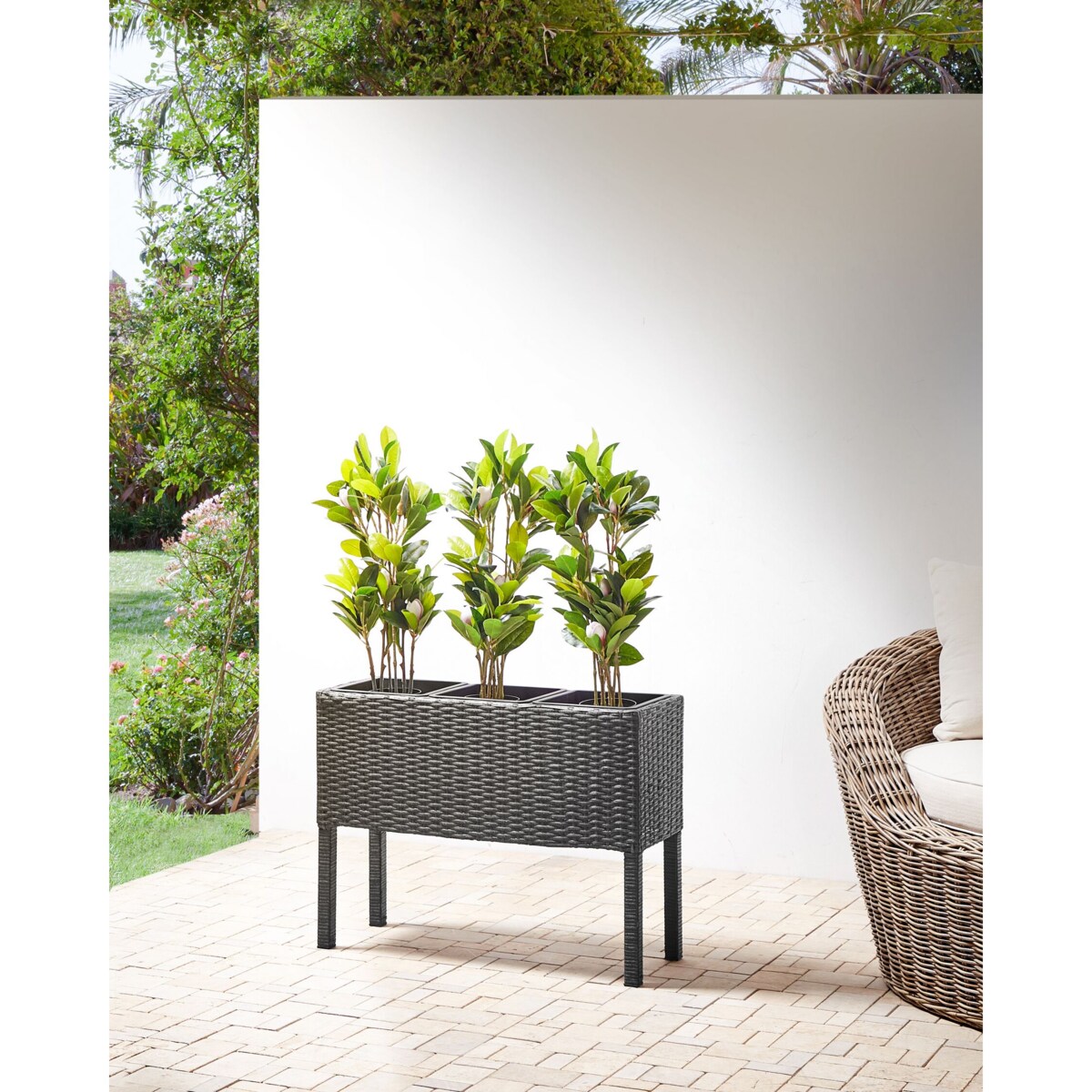 Donica kwietnik z technorattanu czarna CARAGANA