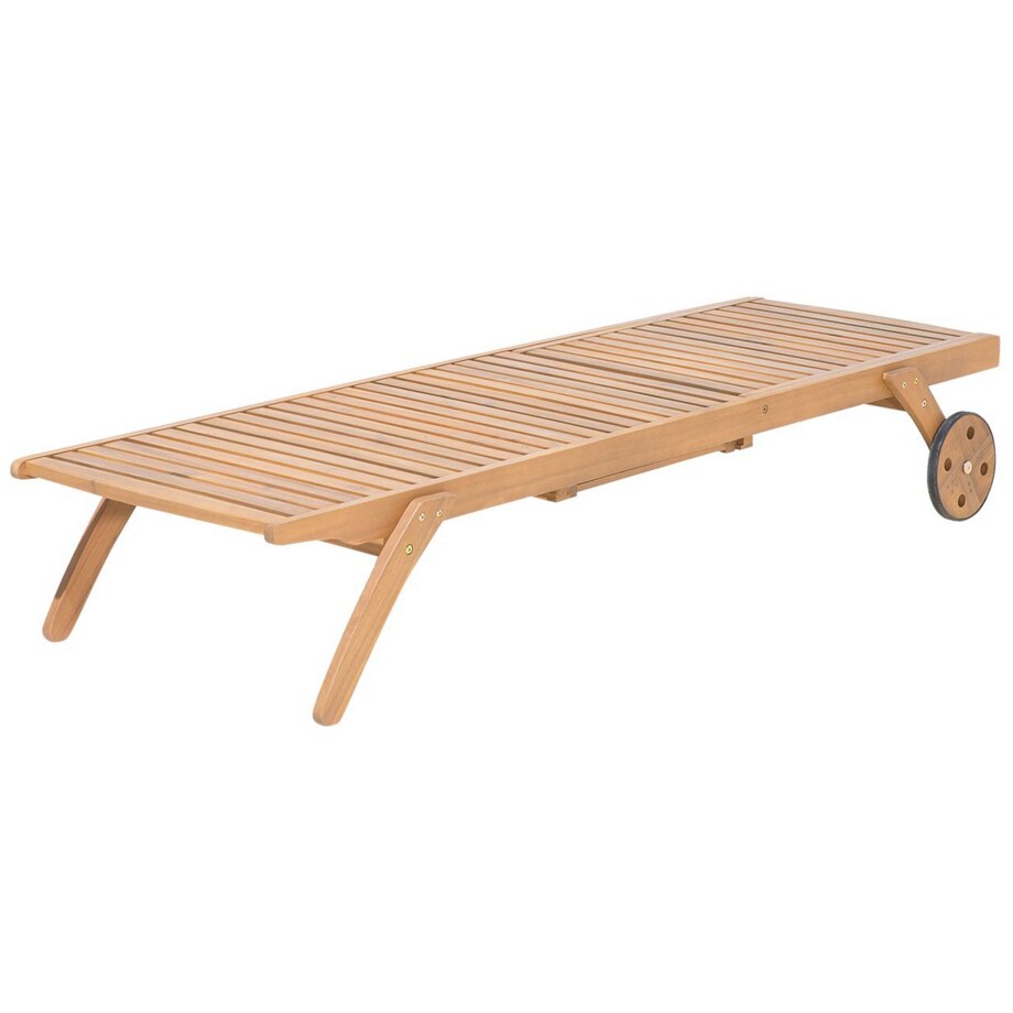 Leżak ogrodowy drewniany z poduszką beżowoszarą CESANA