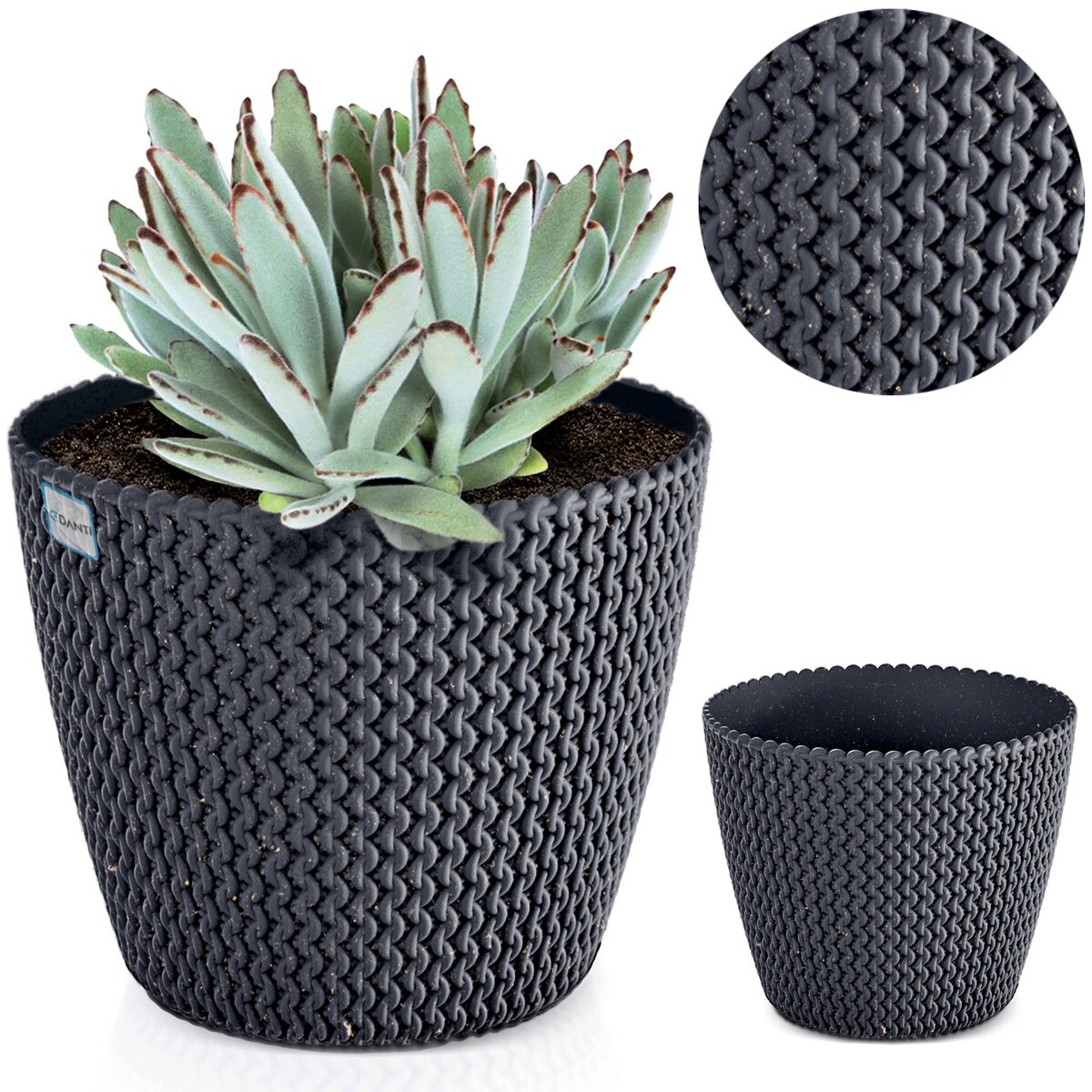 Doniczka Osłonka Domowa 25,9 Cm Na Stół Parapet Do Domu Antracytowa