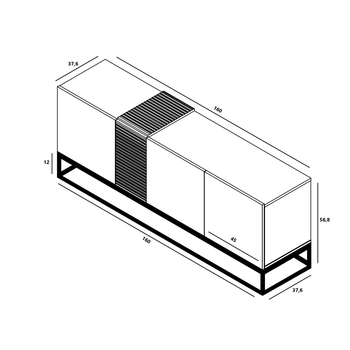 Szafka RTV Loft Komoda RTV Loft Grafit Połysk 160 cm