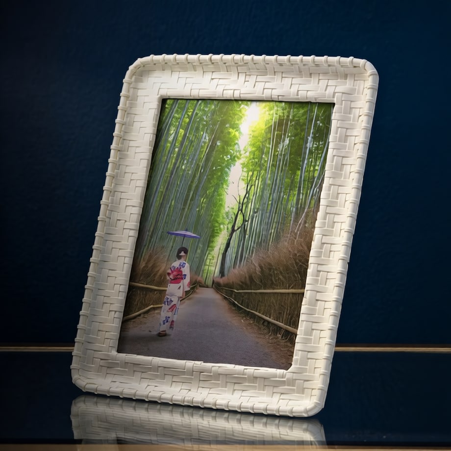 Ramka na zdjęcia Bamboo Style, zdjęcie 15 x 20 cm, kolor kremowy, żywica syntetyczna i szkło, rama 20,5 x 2 x 25,5 cm, Mauro Ferretti