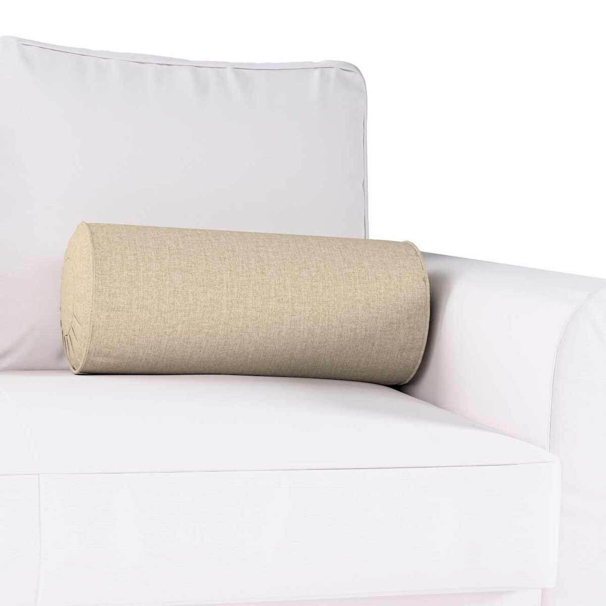 Poduszka wałek z zakładkami, szaro-beżowy szenil, Ø20 x 50 cm, City