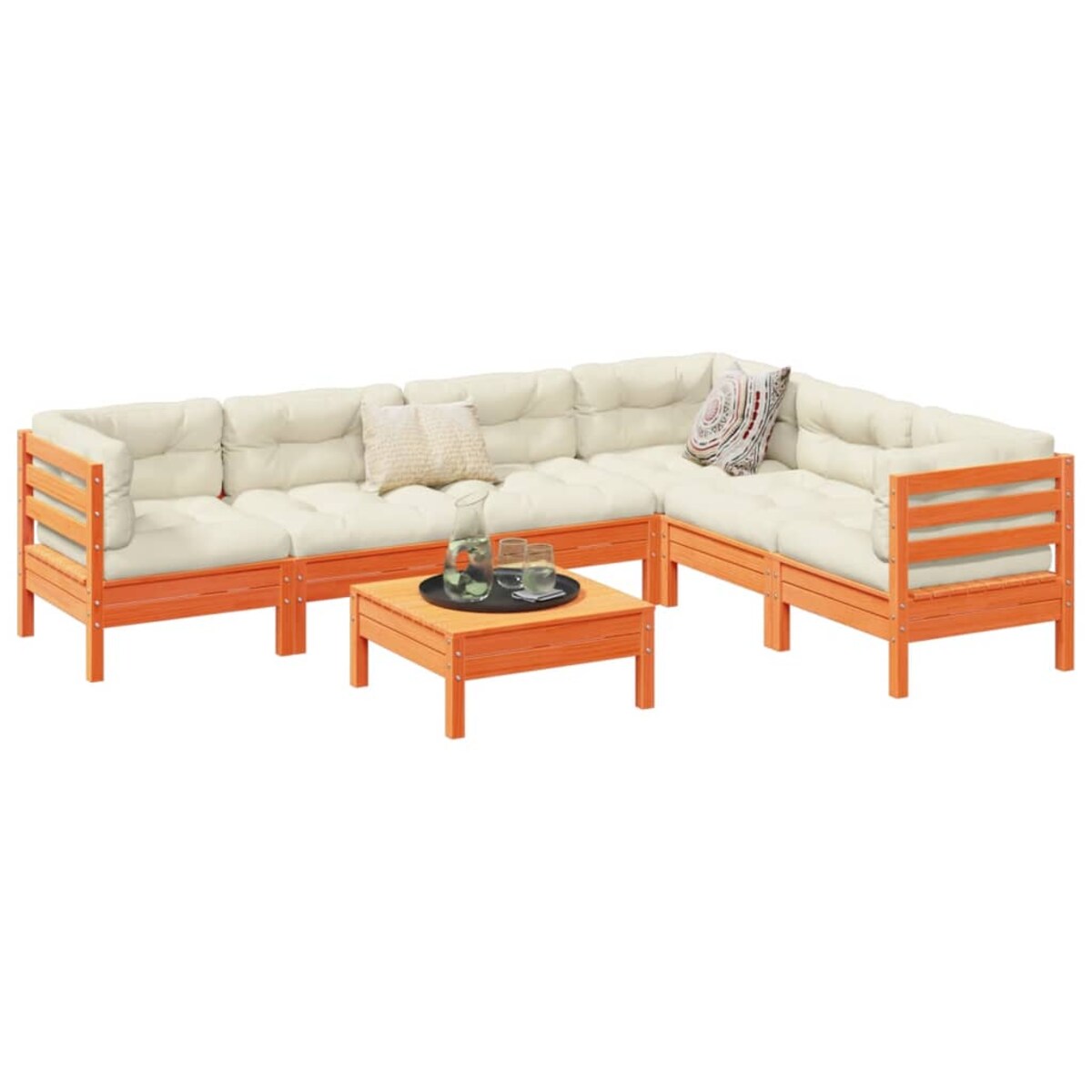 vidaXL 7-cz zestaw wypoczynkowy do ogrodu, z poduszkami, woskowy brąz