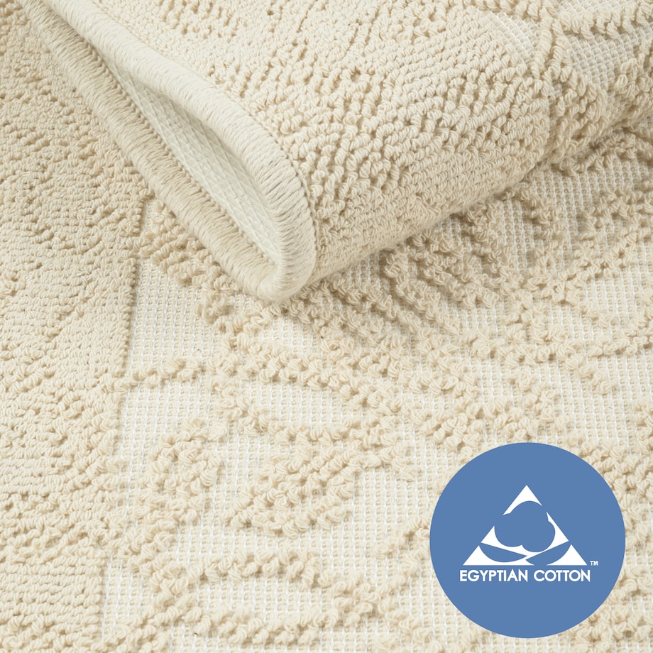 Dywanik łazienkowy Lino 73x135 cm bawełniany ornament beżowy