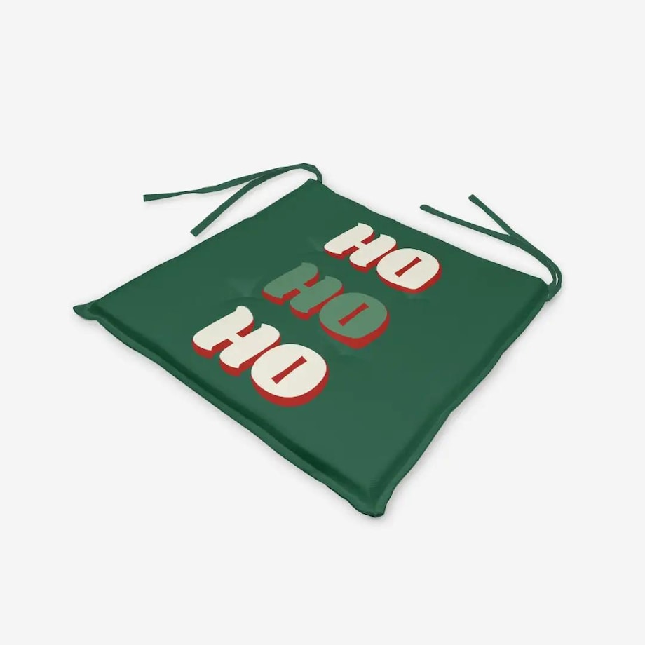 Poduszka świąteczna na krzesło - HO HO HO - zielone tło