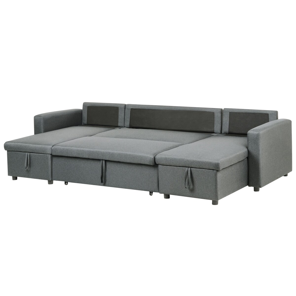 Sofa rozkładana w kształcie U SOMMEN Ciemnoszary ze schowkiem dla 5 osób