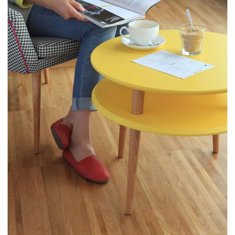 Stolik kawowy UFO MEDIUM 57x57 żółty