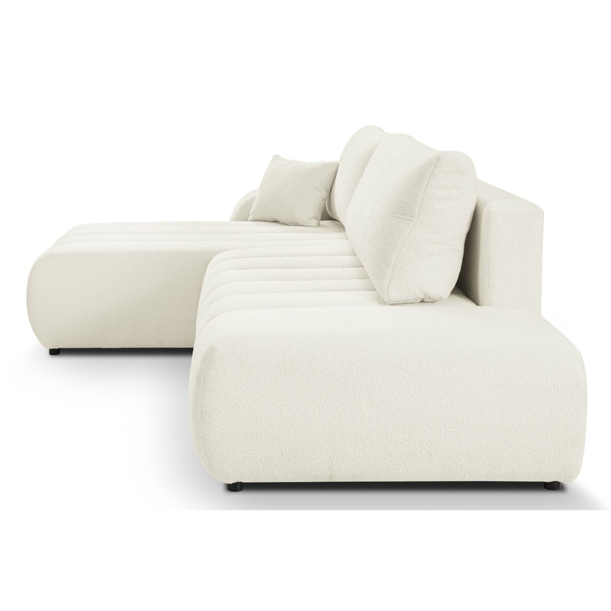 Narożnik z funkcją spania ALOO, lewostronny, tkanina boucle-śmietankowa