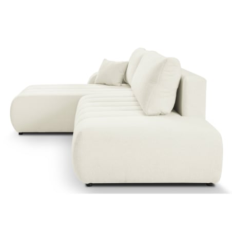 Narożnik z funkcją spania ALOO, lewostronny, tkanina boucle-śmietankowa