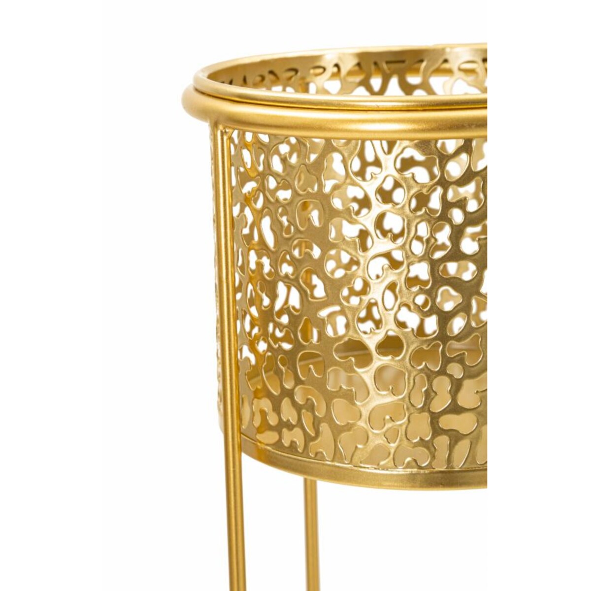 Kwietnik metalowy NAT, zestaw 2 szt., złoty, Ø 17x46 i 14x34 cm