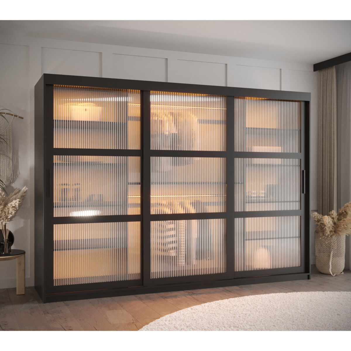 Szafa przesuwna Garderoba FLUTES 250 czarny