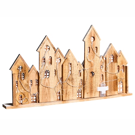 Dekoracja świąteczna LED MALLOS Domek 45 cm Brązowy