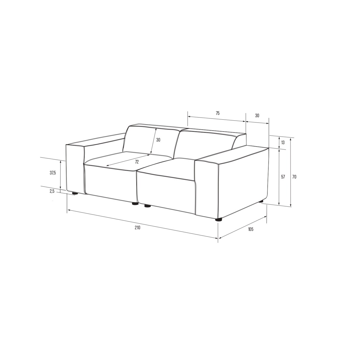 Sofa 3 osobowa Modularis - Jasny Beż