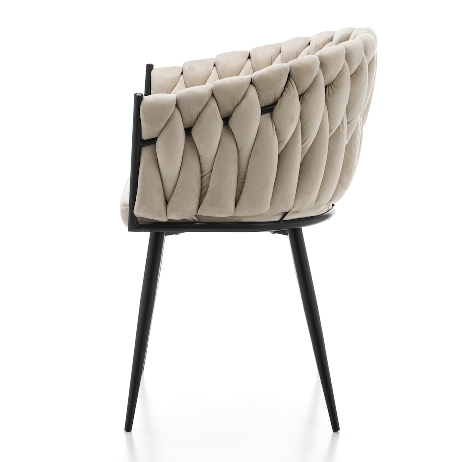 Krzesło tapicerowane plecione glamour salon welurowe LATINA beżowa