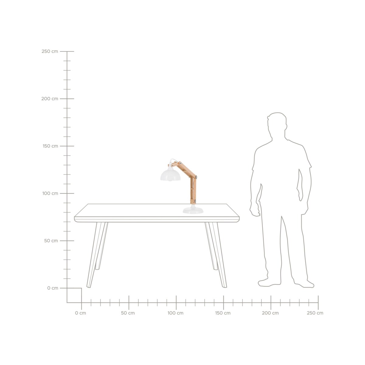 Lampka biurkowa regulowana drewniana biała SALADO