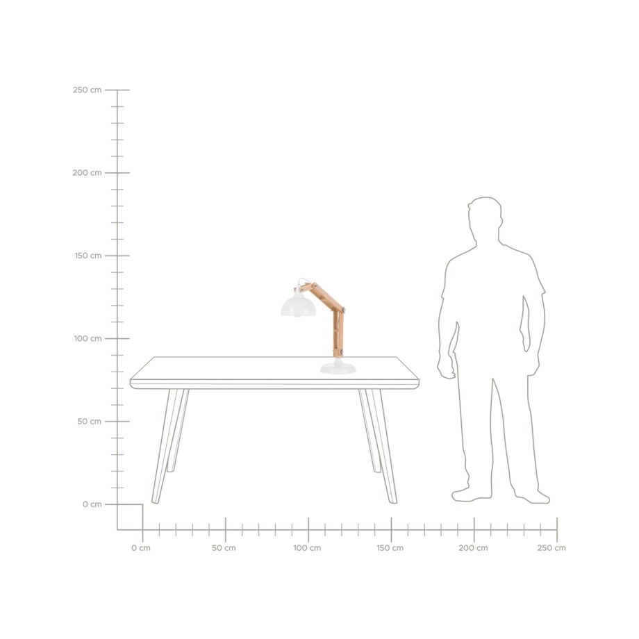 Lampka biurkowa regulowana drewniana biała SALADO