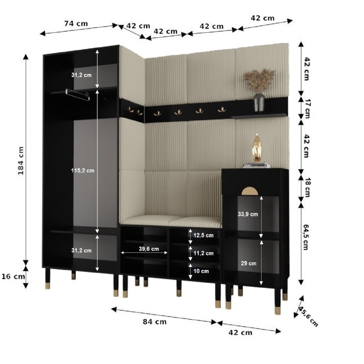 Garderoba do przedpokoju Abiks PALERMO 1 kaszmir+poso60