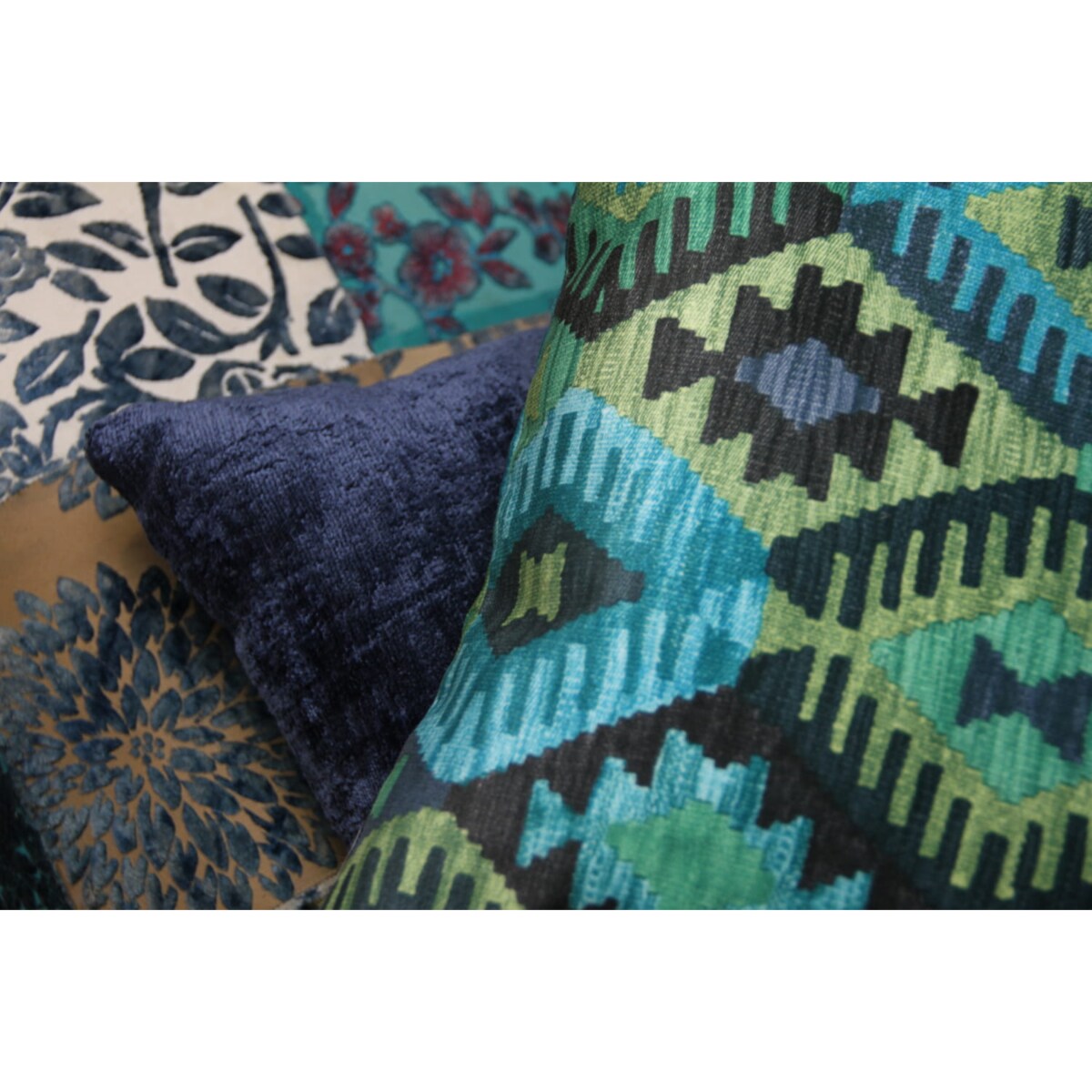 Poduszka welurowa Aztek Boho 45x45 cm -turkus