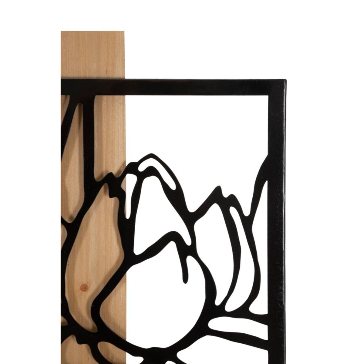 Dekoracja ścienna Lotus, kolor czarny i brązowy, żelazo i płyta MDF, 60 x 90 cm, do salonu i przedpokoju, Mauro Ferretti