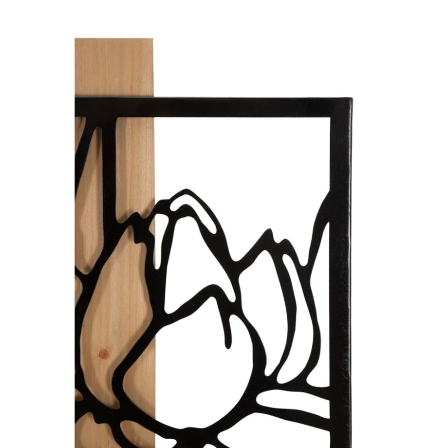 Dekoracja ścienna Lotus, kolor czarny i brązowy, żelazo i płyta MDF, 60 x 90 cm, do salonu i przedpokoju, Mauro Ferretti