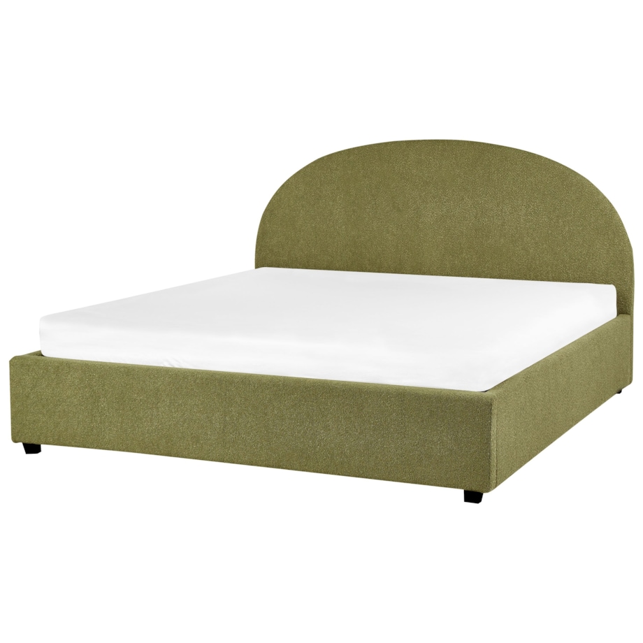 Łóżko z pojemnikiem boucle 160 x 200 cm zielone oliwkowe VAUCLUSE