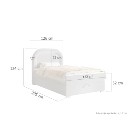 Łóżko kontynentalne BELLA w stylu skandynawskim- szary