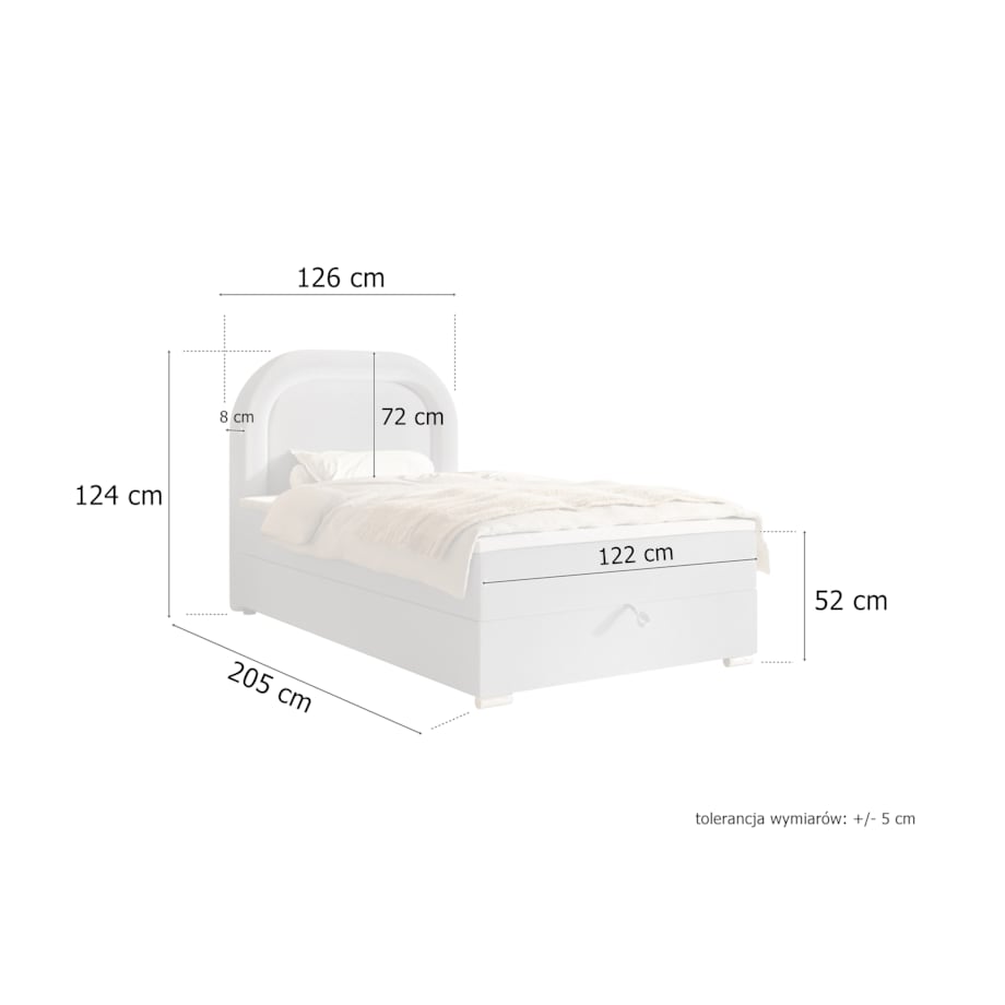 Łóżko kontynentalne BELLA w stylu skandynawskim- szary