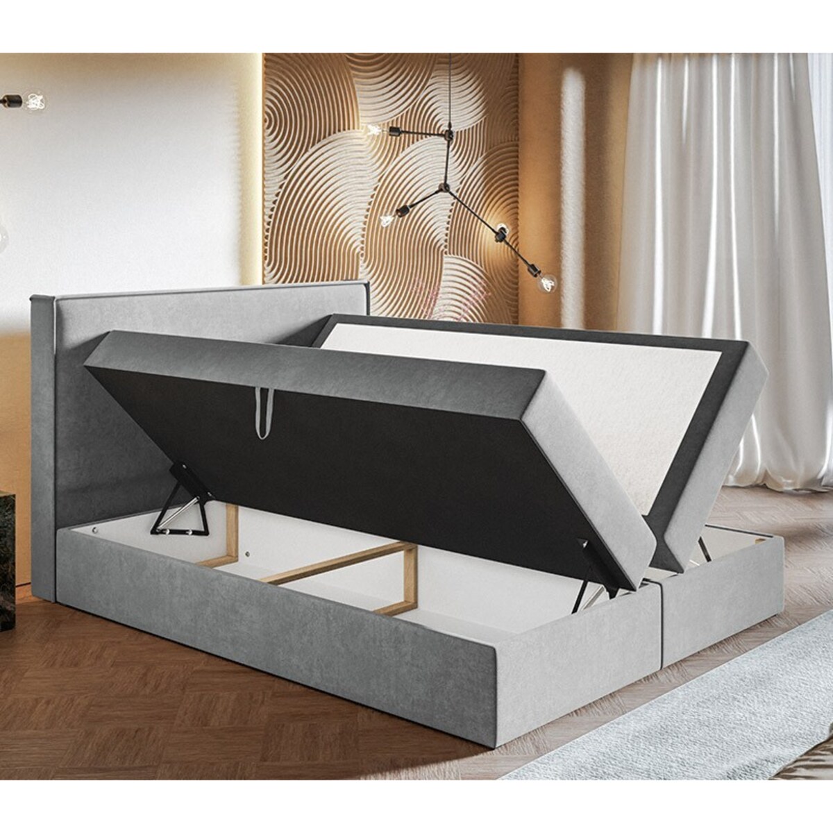Łóżko kontynentalne FOX 9 140x200- mleczny