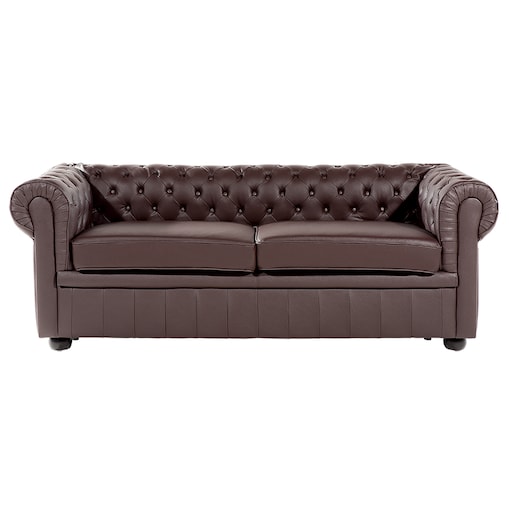 Sofa dla 3 osób CHESTERFIELD Skóra naturalna Brązowy