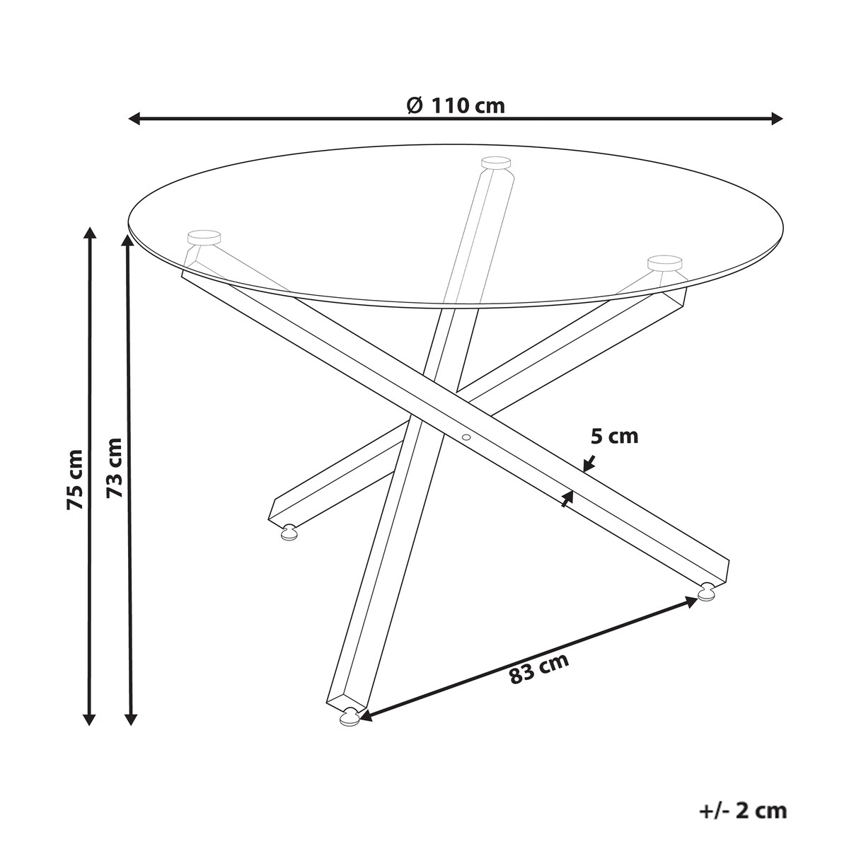 Stół do jadalni BUTLER Złoty 110 cm 110 cm Szkło hartowane