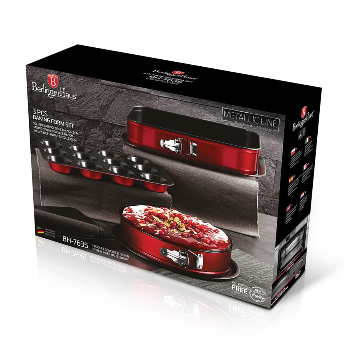 Zestaw 3 form do pieczenia ciasta BERLINGER HAUS Burgundy