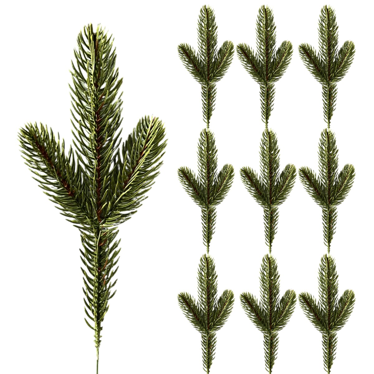 10x Gałązki świerkowe DUŻE piki sztuczne 10 sztuk zielone zestaw do stroika wianek