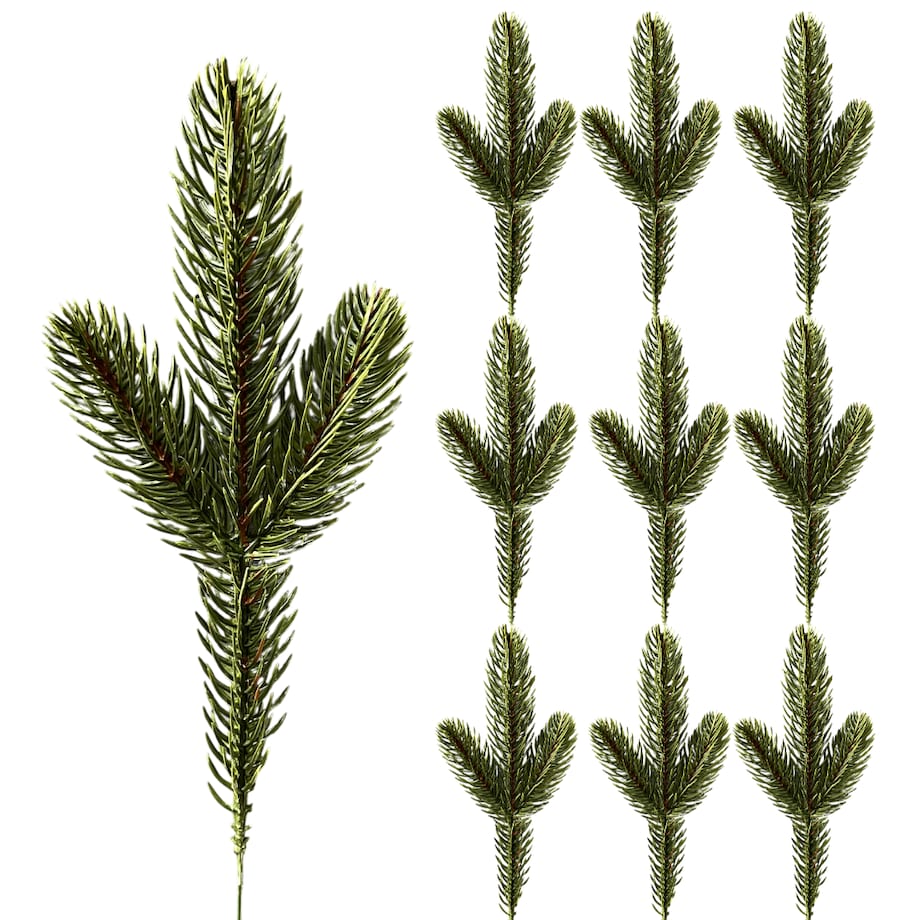 10x Gałązki świerkowe DUŻE piki sztuczne 10 sztuk zielone zestaw do stroika wianek