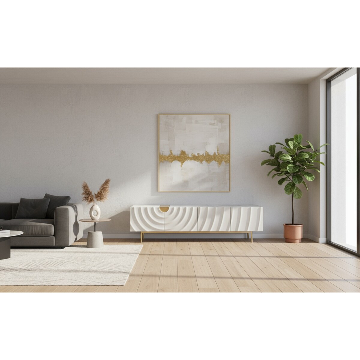 Szafka RTV złota Primavera Glamour Premium 200x40x50