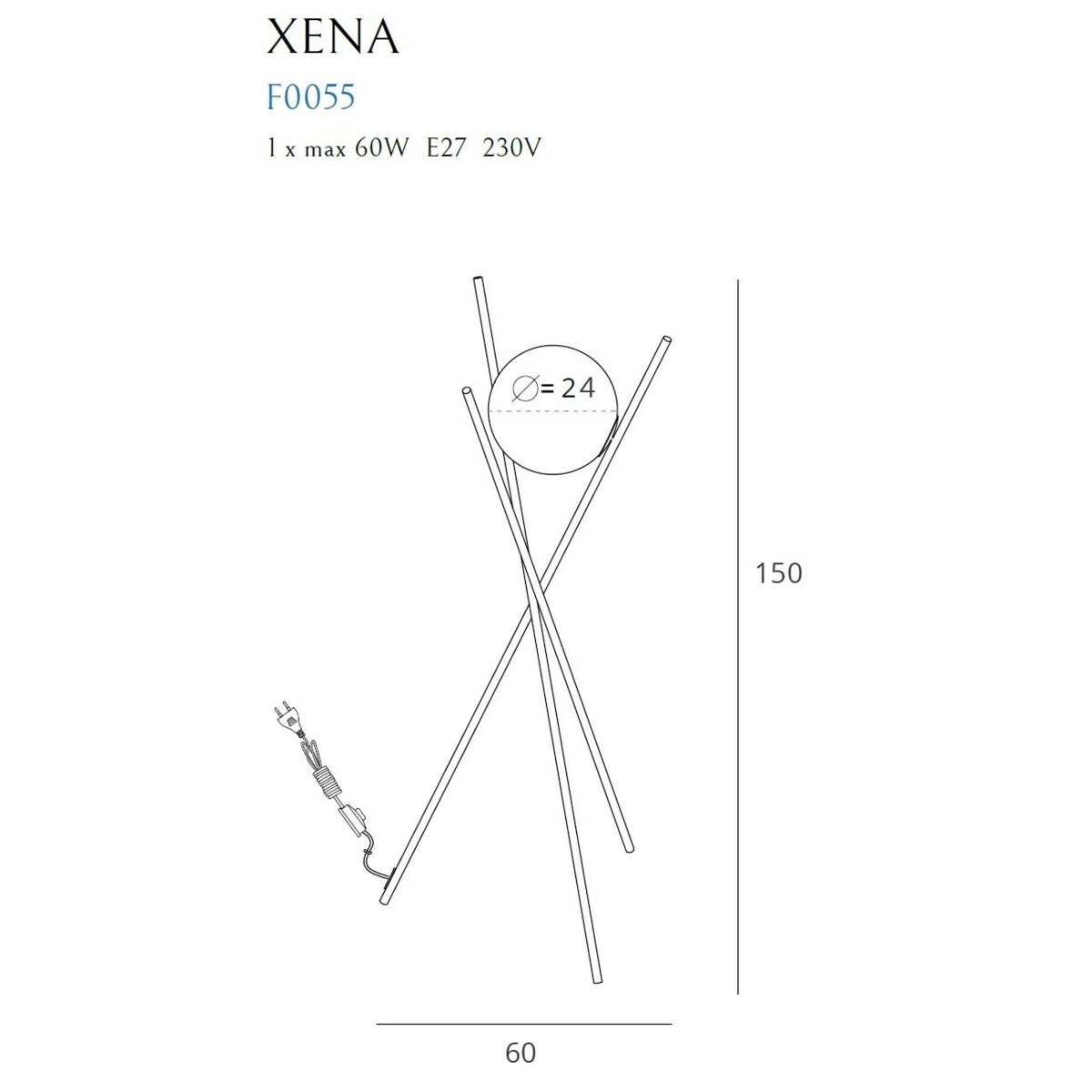 Podłogowa lampa złota XENA szklana kula ball nowoczesna do sypialni