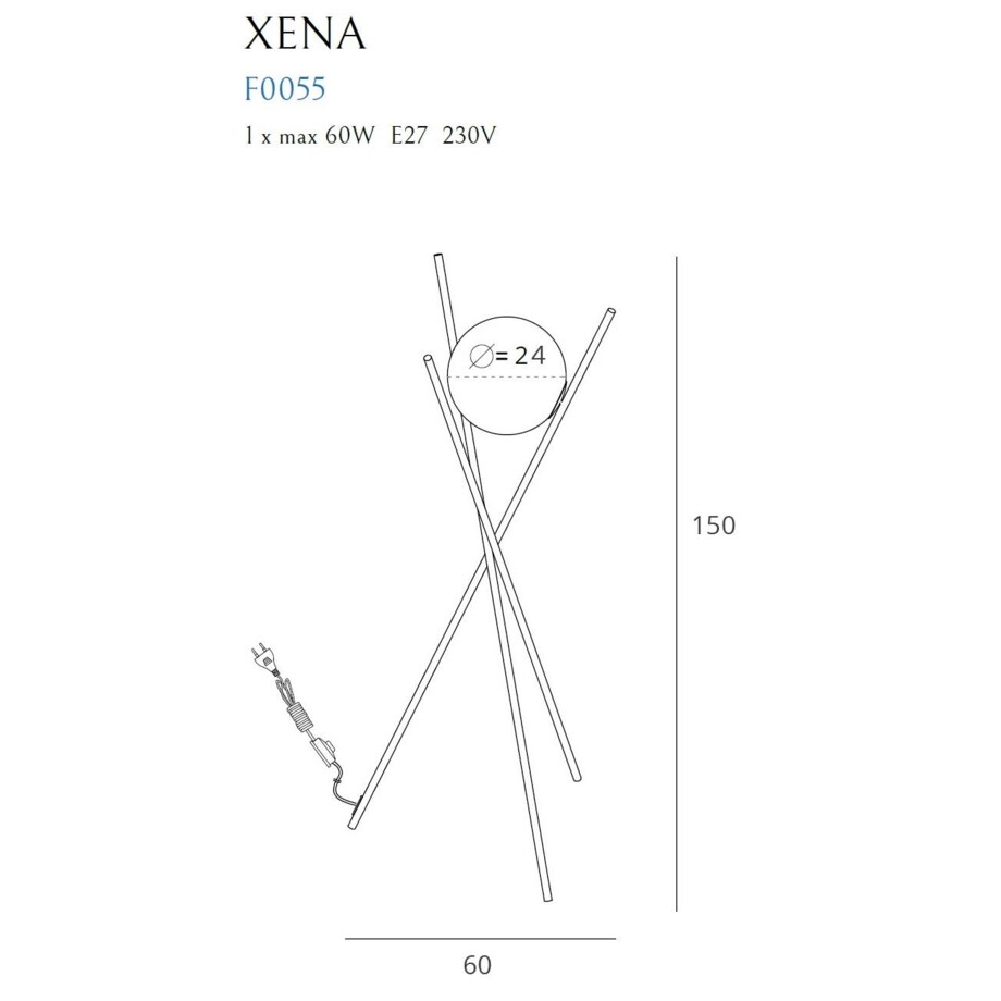 Podłogowa lampa złota XENA szklana kula ball nowoczesna do sypialni