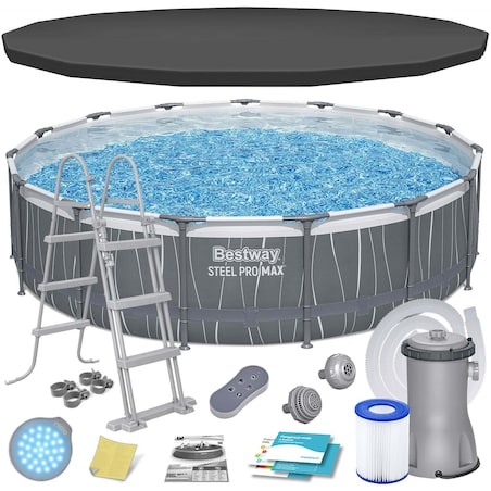 Basen ogrodowy stelażowy 457x107 cm Bestway zestaw 13w1