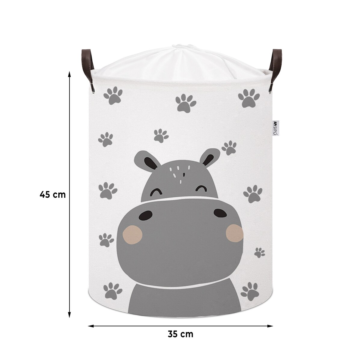 bawełniany kosz na zabawki sipo, zamykany na ściągacz, hipo, xl