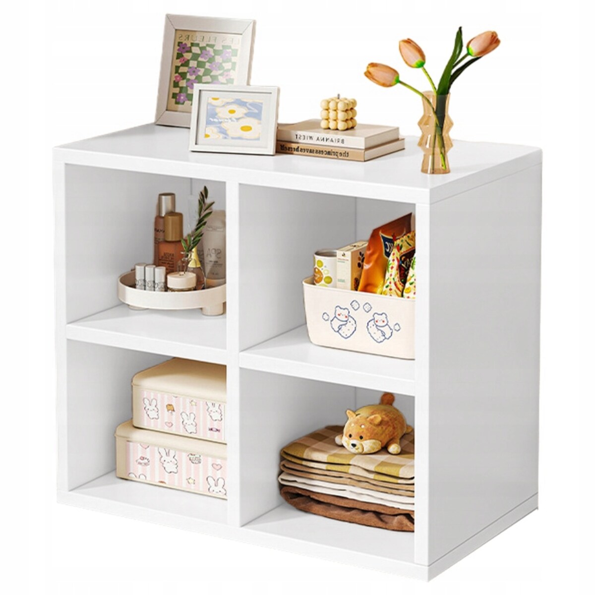 Otwarty stojący regał modułowy biały półka szafka komoda loft skandynawski