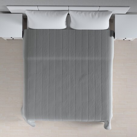 Narzuta pikowana w pasy 130x210 ciemno szary welwet