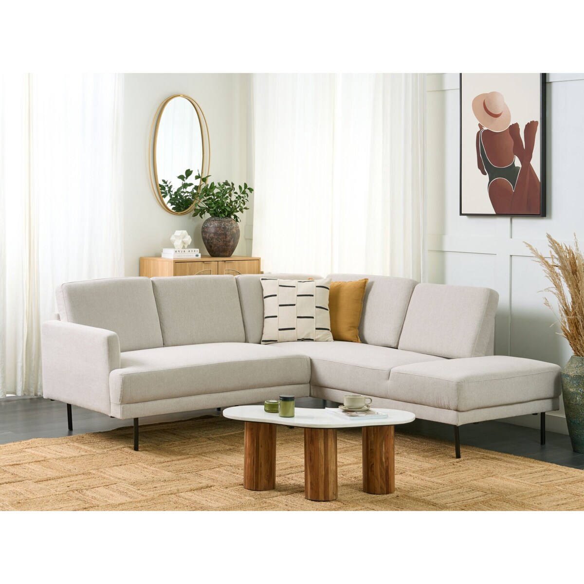 Narożnik 4-osobowy lewostronny beżowy BREDA