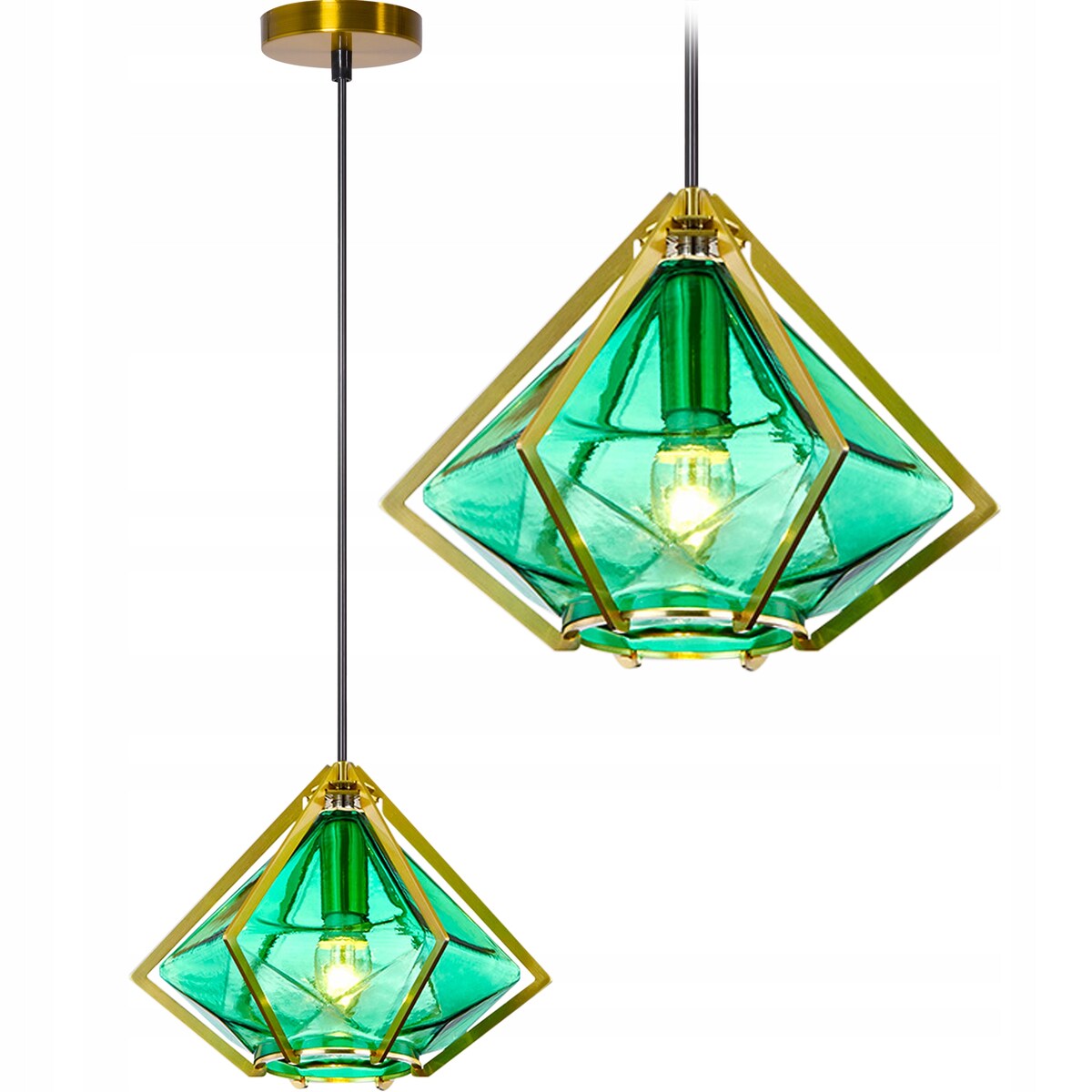 Lampa Sufitowa Wisząca Szklana Metalowa Nowoczesna