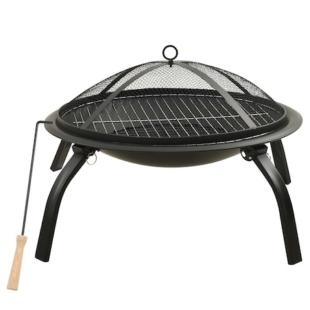 vidaXL Palenisko i grill 2-w-1, z pogrzebaczem, 56x56x49 cm, stal