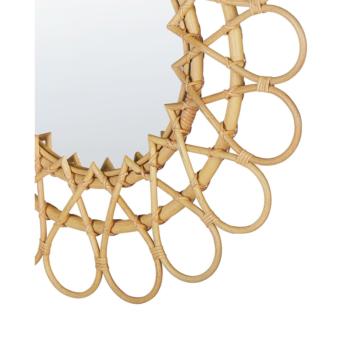 Rattanowe okrągłe lustro ścienne słońce ⌀ 60 cm natural BABAI