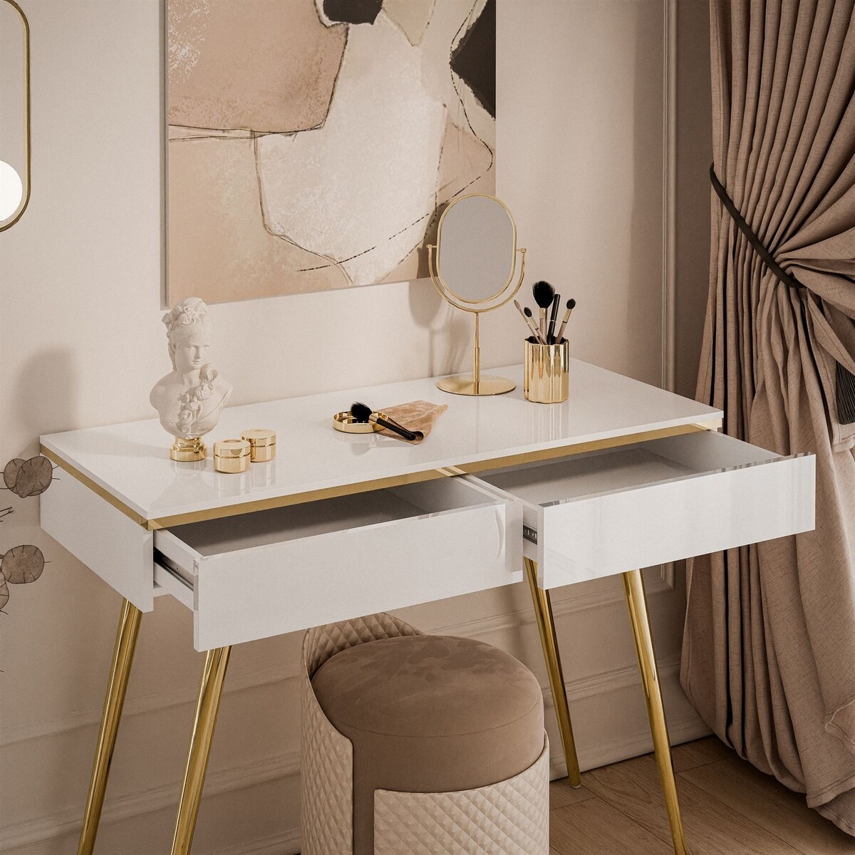 Konsola AURORA-S z szufladami biały połysk