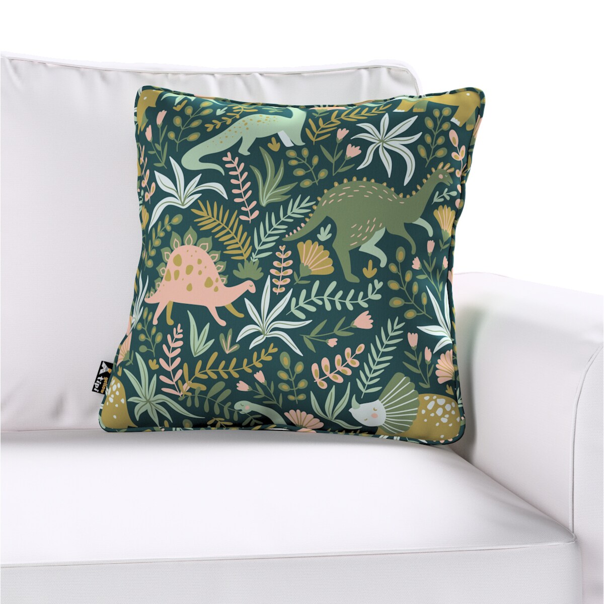Poszewka Lola 60x60 dinozaury na zielonym tle