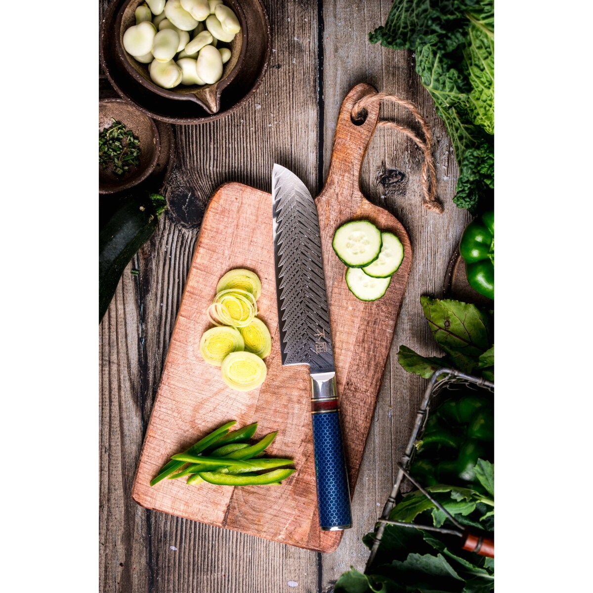 Japońska stal VG-10 Profesjonalny nóż Santoku ze stali damasceńskiej Na prezent Fukutsu Rękojeść G10